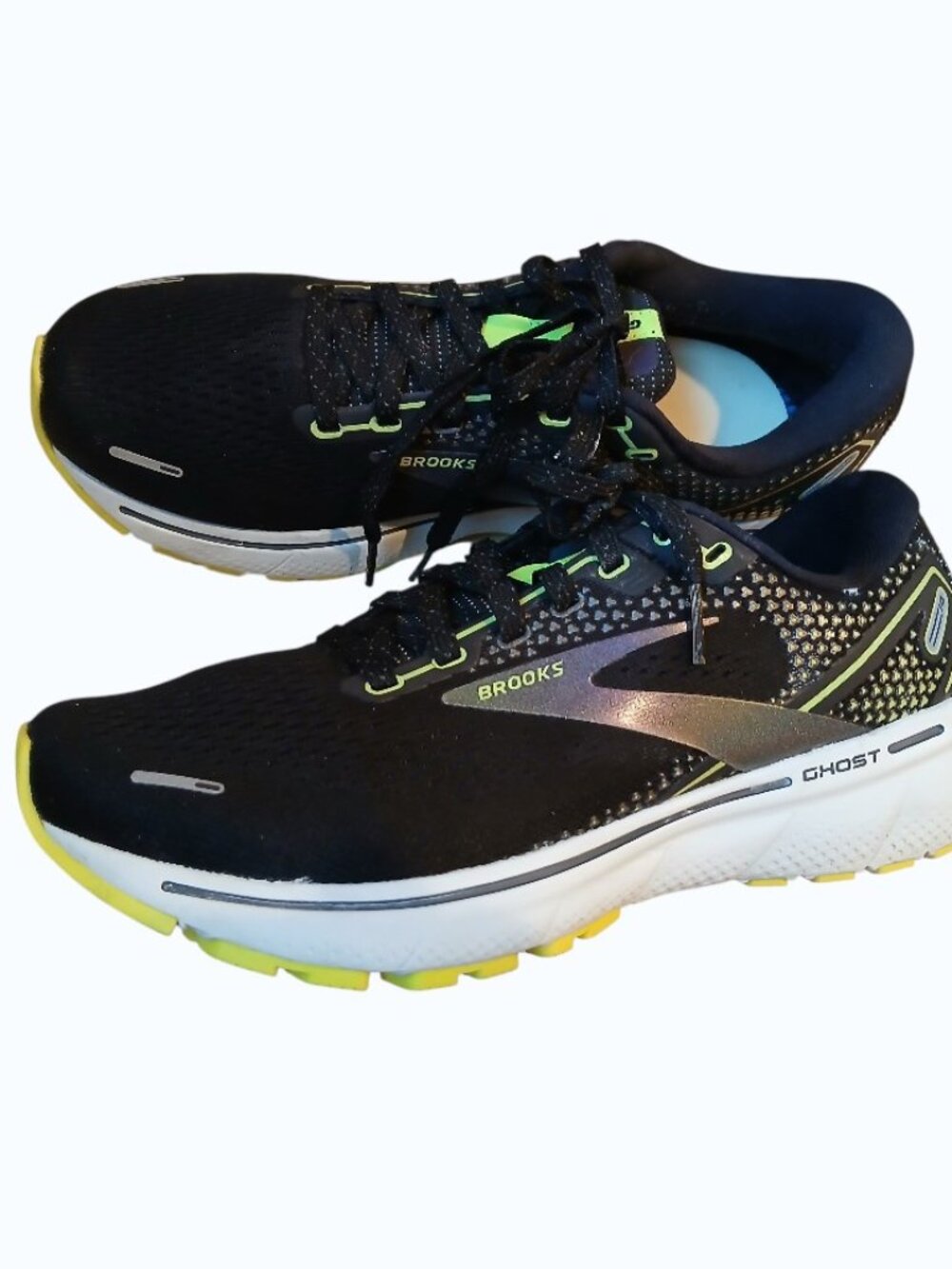 BROOKS GHOST 14 Black & Neon Yellow Running Shoes - Like New - Picture 8 of 12